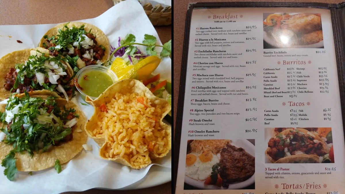 Mexican restaurant dining room with casual seating.