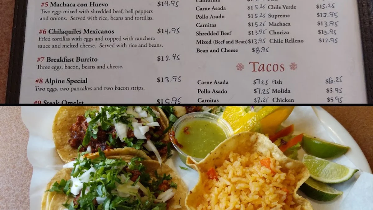 Colorful plates on a restaurant table.